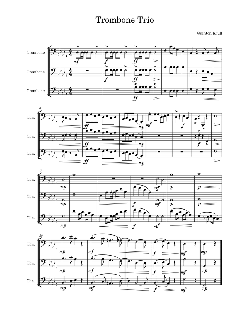 Trombone Trio Sheet music for Trombone (Brass Trio) | Musescore.com