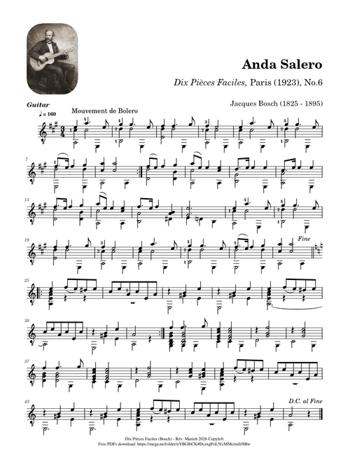 Anda Salero – Dix Pièces Faciles, No.6 – Jacques Bosch (1825 - 1895)