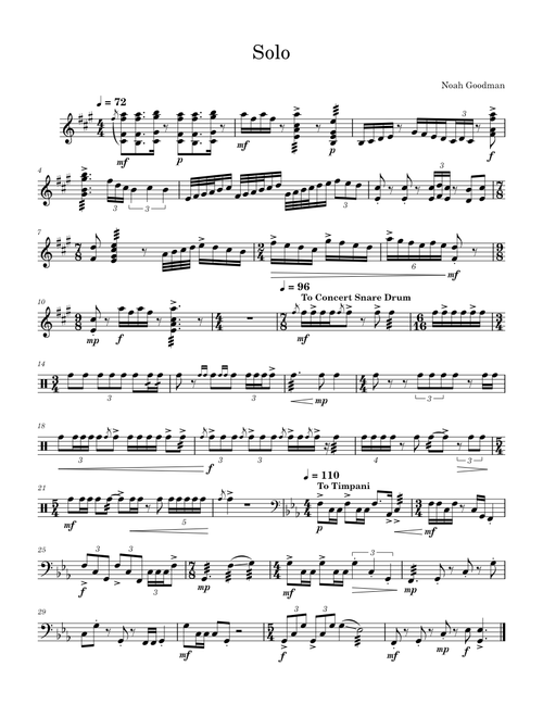 Solos for Marimba, Snare Drum, and Timpani