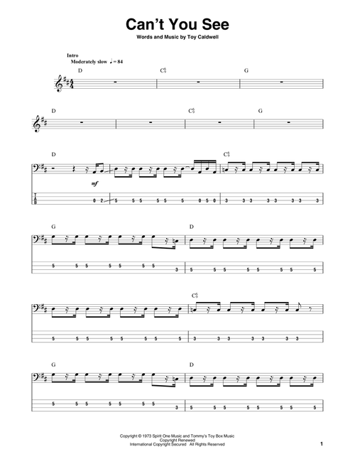Can't You See - Marshall Tucker Band (Bass Tab)