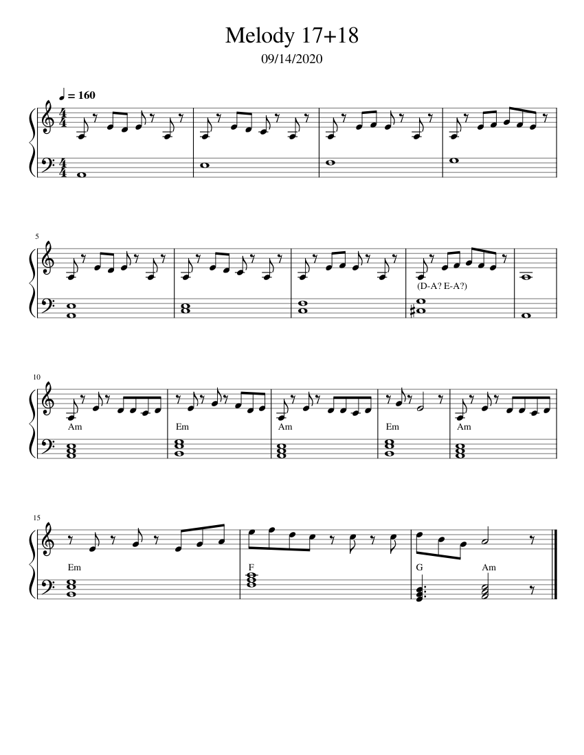Melody 17+18 Sheet music for Piano (Solo) Easy | Musescore.com