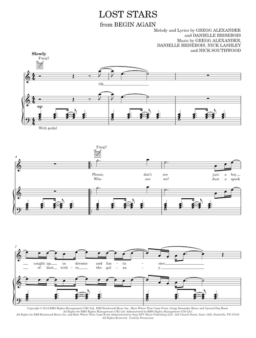 Lost stars - Maroon 5 (Piano-Vocal-Guitar)