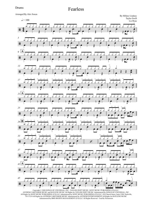Fearless (Arr. Alex Souza) - Taylor Swift (Drums)