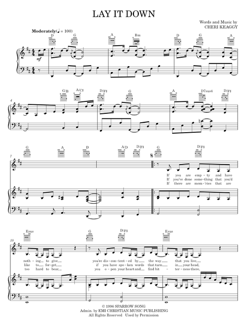 Lay It Down - Cheri Keaggy (Piano-Vocal-Guitar)