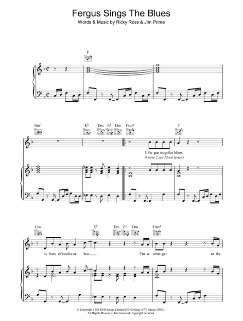 Fergus Sings The Blues - Deacon Blue (Piano-Vocal-Guitar (Piano Accompaniment))