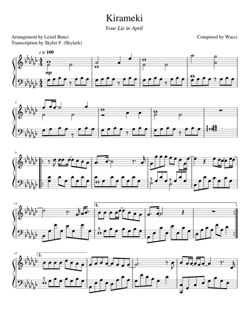 Kirameki (Piano Solo Arr.) - Your Lie in April