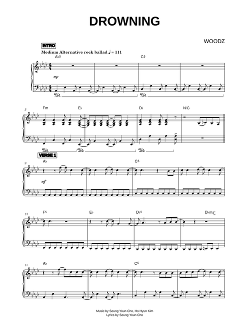 Drowning - WOODZ (Piano)