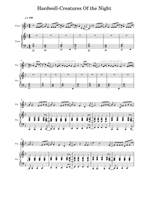 Creatures Of The Night (Arr. Hardwell) (Piano Solo)