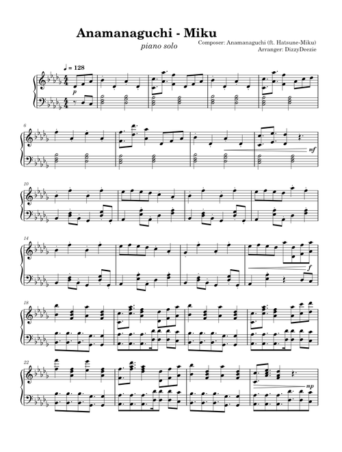 Miku Feat. Hatsune Miku – Anamanaguchi Piano Solo