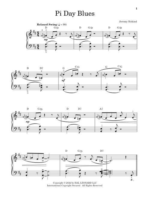 Pi Day Blues - Jeremy Siskind (Educational Piano)