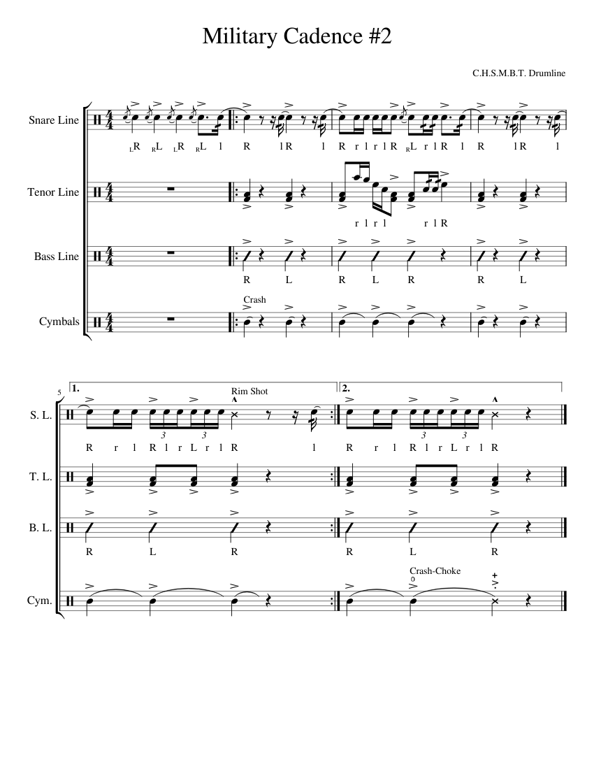 Military Cadence 2 (Military) C.H.S.B.M.T. Drumline Sheet music for