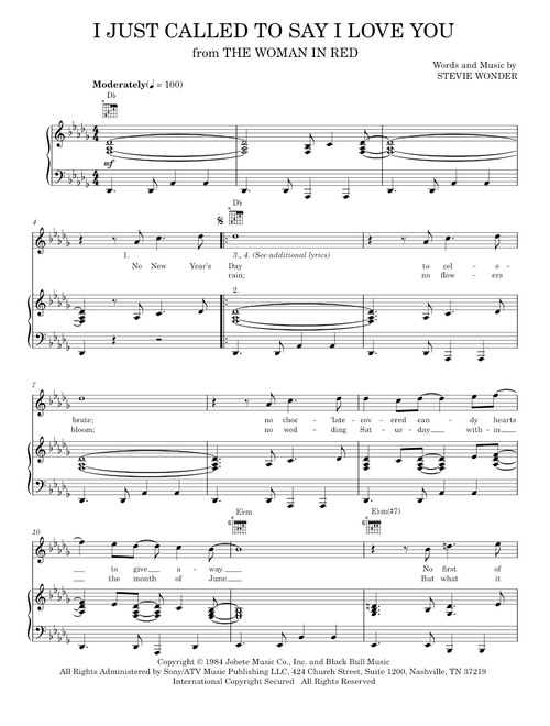 I just called to say i love you - Stevie Wonder (Piano-Vocal-Guitar)