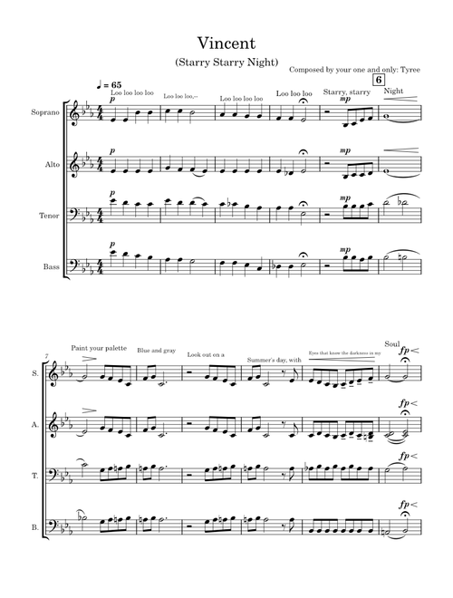A Cappella Standards - 8 Vincent Starry Starry Night Arranged by Roger Emerson – Tyreeidk
