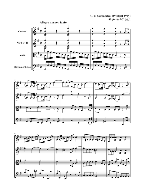 Giovanni Battista Sammartini: Sinfonia J-C. 39, Allegro ma non tanto