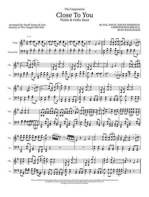 Close To You (Arr. Sarah James & Jaya Hanley of The Chapel Hill Duo) - Frank Ocean (Instrumental Duet)