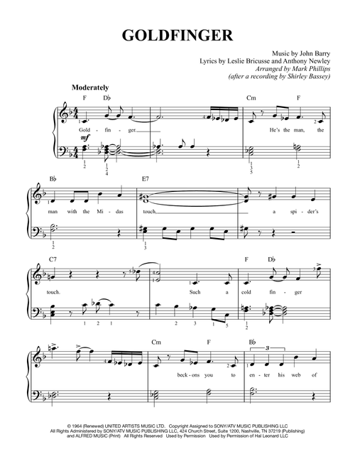 Goldfinger (Arr. Mark Phillips) - John Barry (Easy Piano)