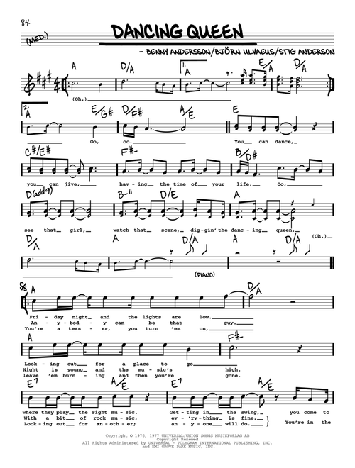 Dancing Queen - ABBA (Real Book - Melody-Chords-Lyrics)