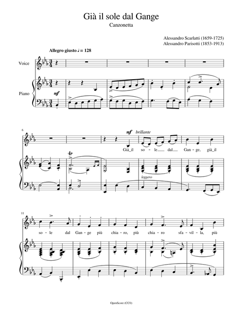 Scarlatti, Alessandro - Gia il sole dal Gange - Low - Alessandro Parisotti