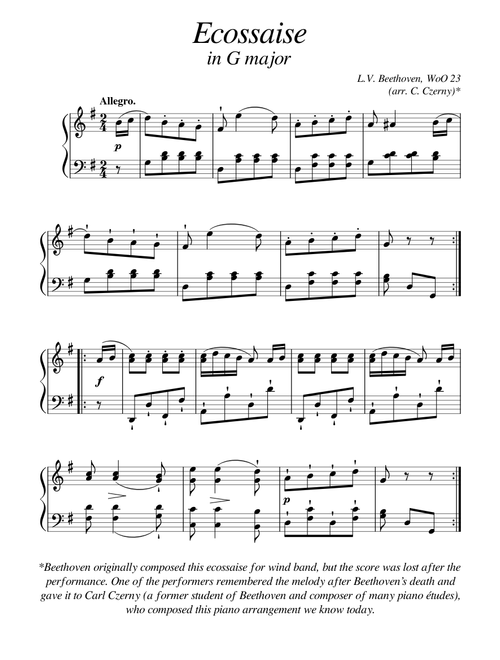 Beethoven - Ecossaise in G major (WoO 23)