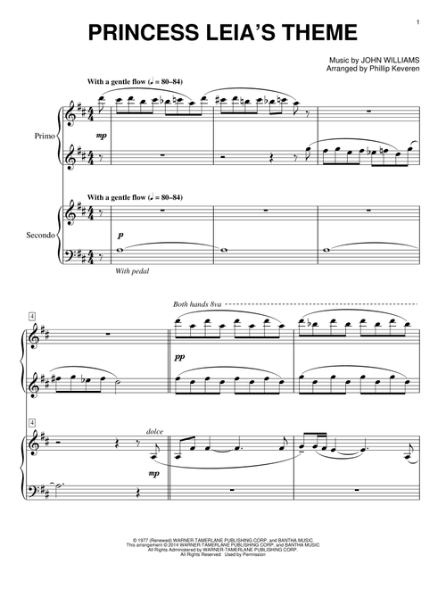 Princess Leia's Theme (arr. Phillip Keveren) - John Williams (Piano Duet)