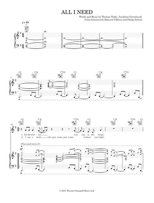 All i need - Radiohead (Piano-Voice)