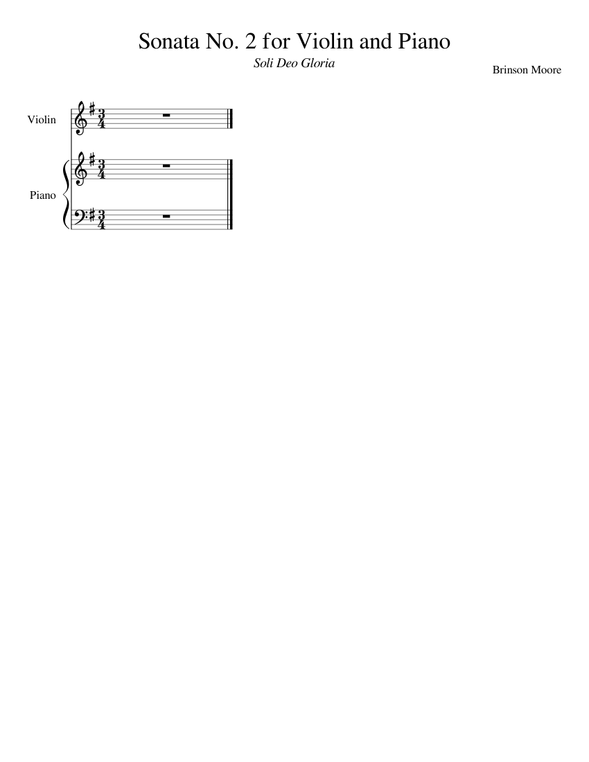Sonata No. 2 for Violin and Piano Sheet Music for Piano, Violin (Solo ...
