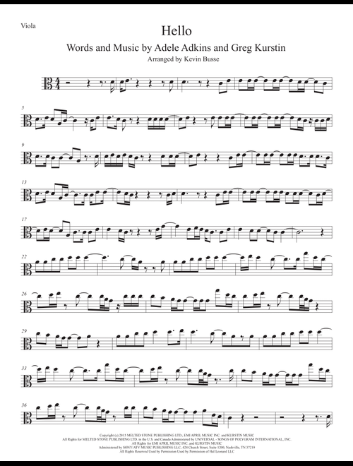 Hello (Arr. Kevin Busse) - Adele (Viola Solo)
