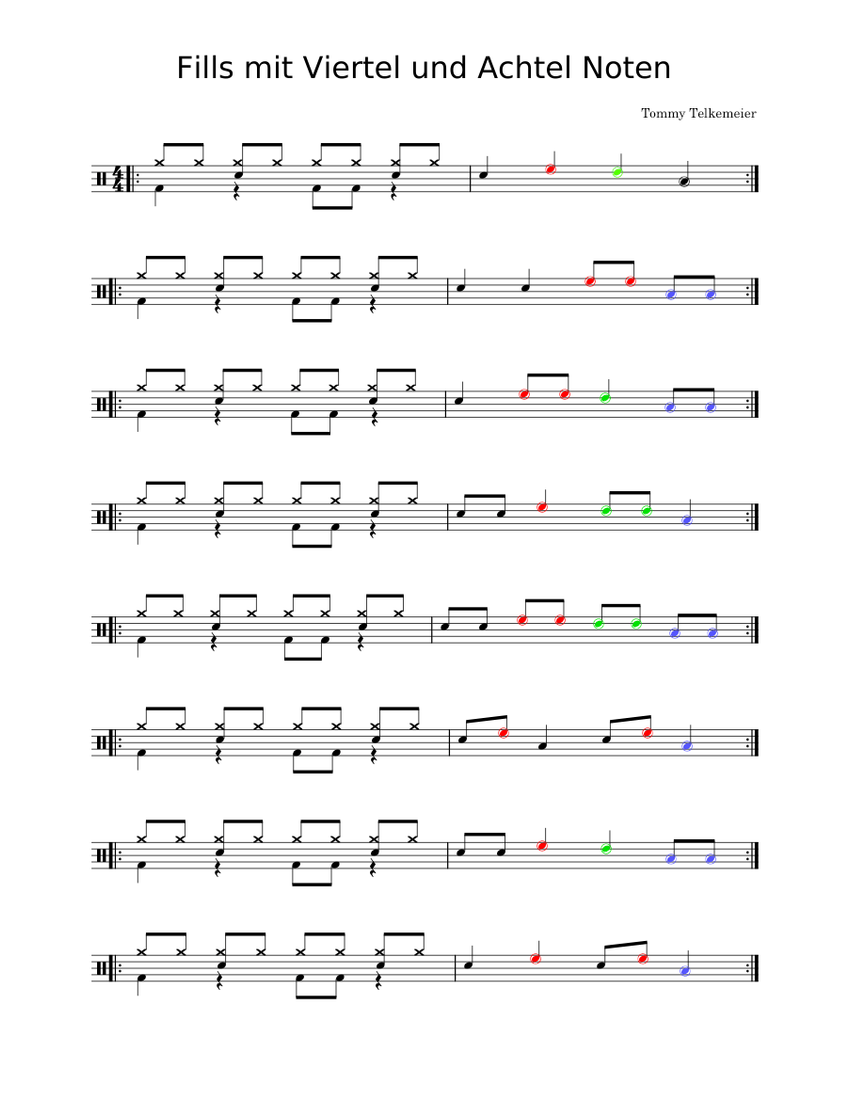 Fills mit Viertel und Achtel Noten piano tutorial