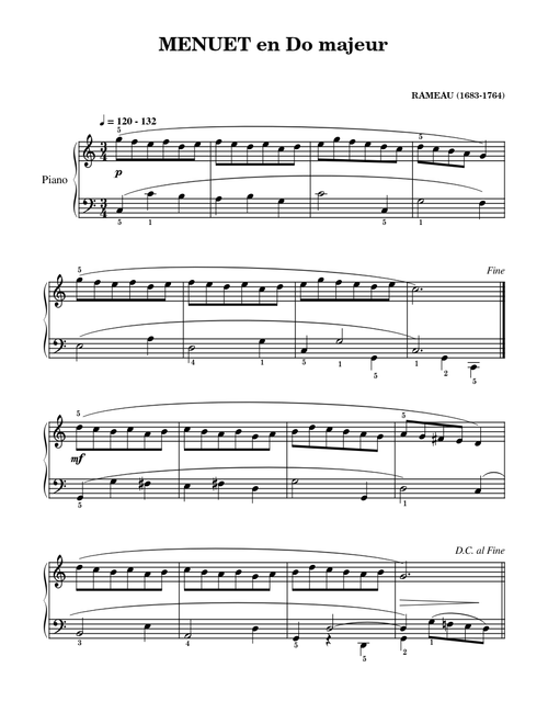 MENUET en Do majeur – Jean-Philippe Rameau