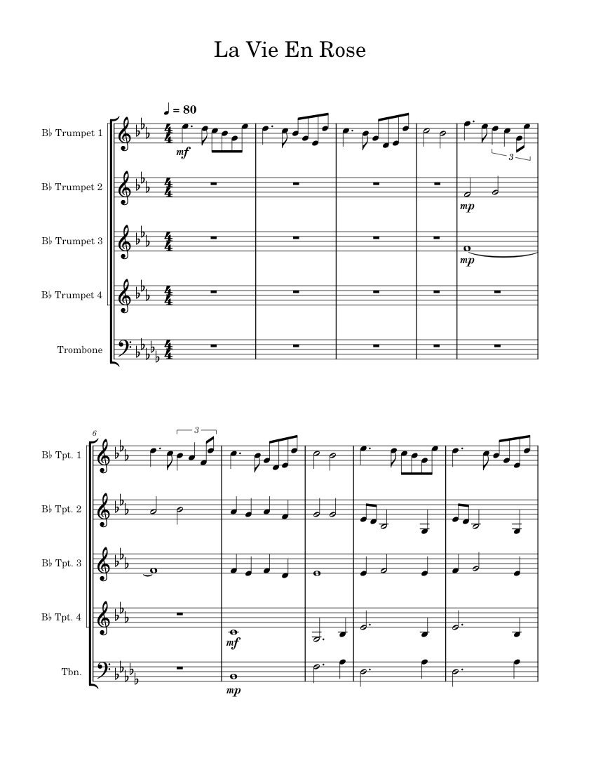 La Vie En Rose Blue Stars For Trumpet Choir Sheet music for