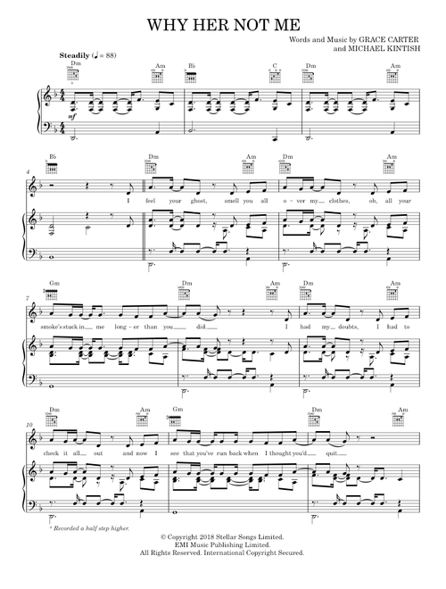 Why her not me - Grace Carter (Piano-Vocal-Guitar)