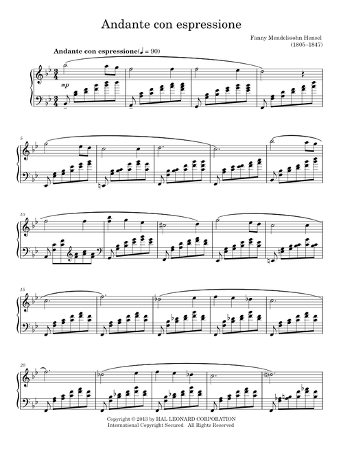 Andante con espressione - Fanny Mendelssohn Hensel (Piano Solo)