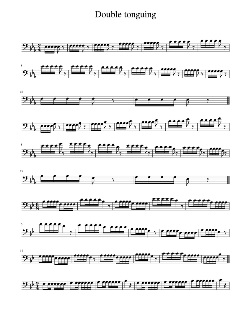 Double tonguing exercises for Trombone Sheet music for Trombone (Solo