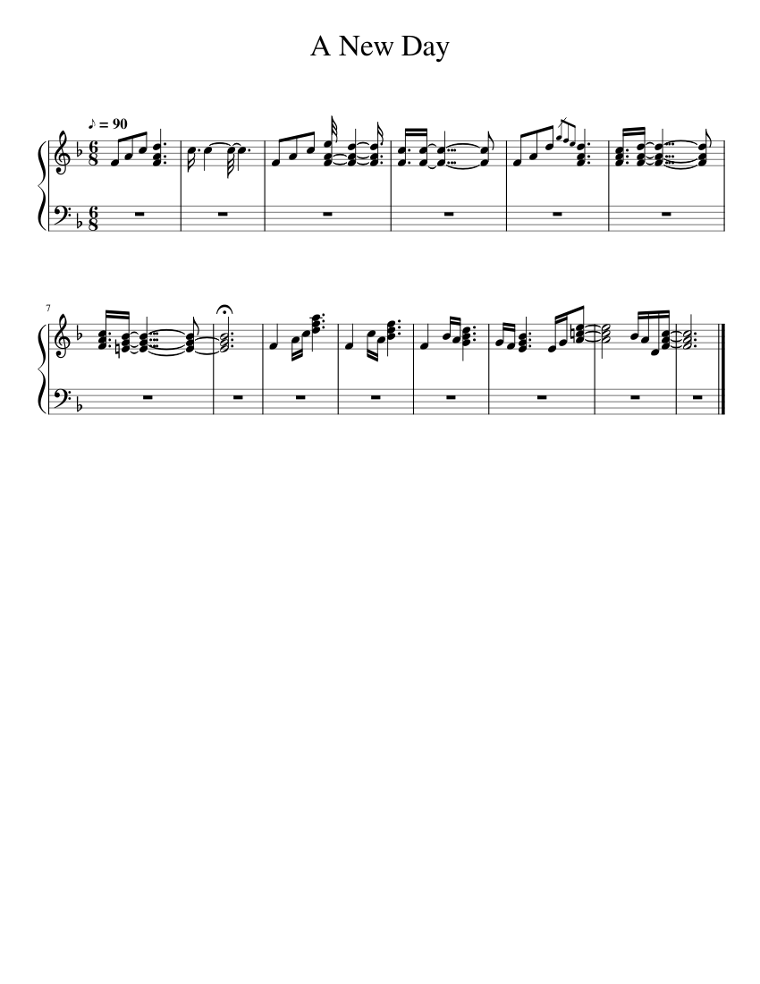 A New Day Sheet music for Piano (Solo) Easy