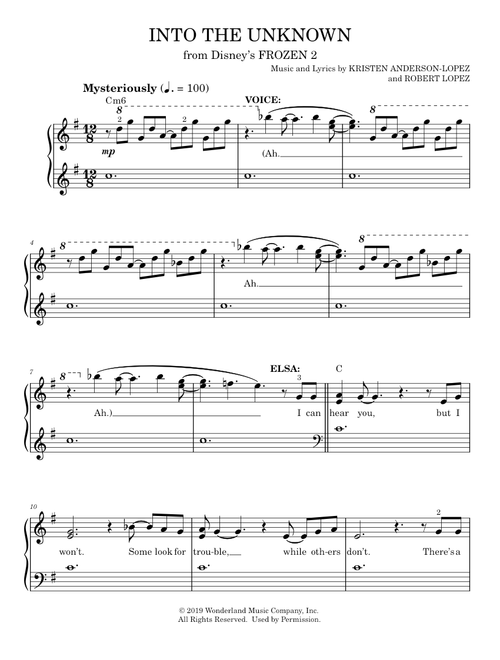 Into The Unknown (from Disney's Frozen 2) - Idina Menzel and AURORA (Easy Piano)