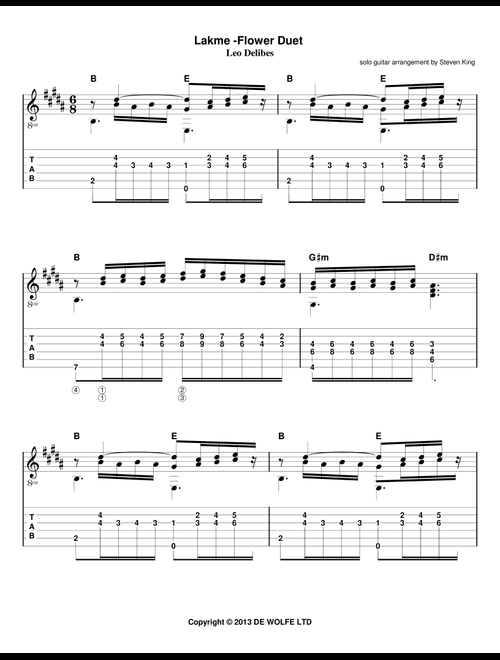 Lakme - Flower Duet (Arr. Steven King) - Leo Delibes (Solo Guitar)