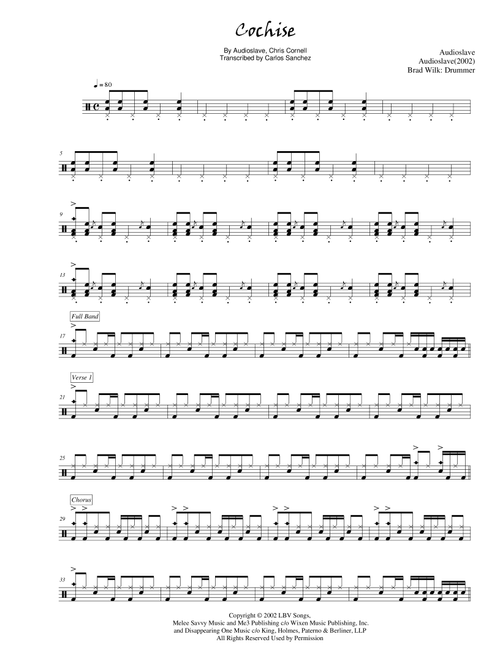 Cochise (Arr. Carlos Sanchez) - Audioslave (Drums)
