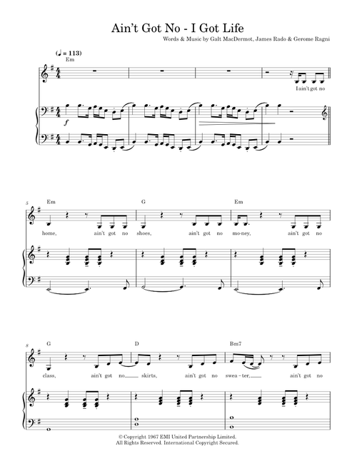 Ain't Got No - I Got Life - Nina Simone (Piano-Vocal-Guitar (Piano Accompaniment))