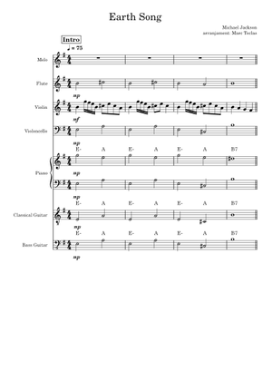 Play Official version of Earth song Sheet Music by Michael Jackson for ...