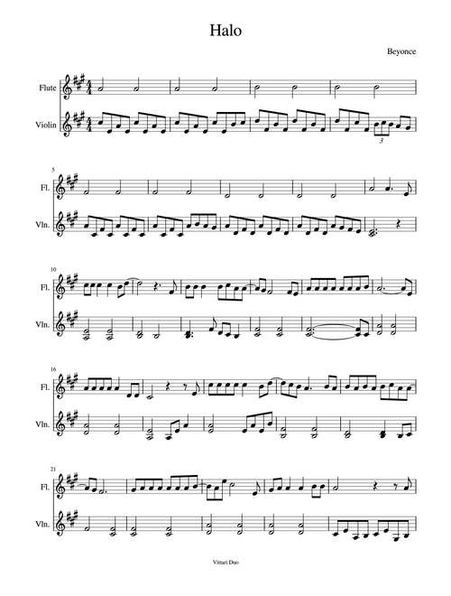 Halo (Arr. Vittari Duo, Nia Squirrell) - Beyonce (Instrumental Duet)
