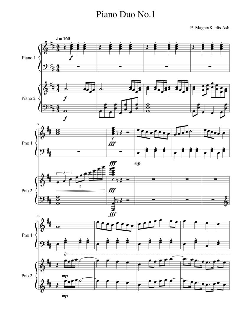 Piano Duo No.1 Sheet Music for Piano (Piano Duo) | MuseScore.com