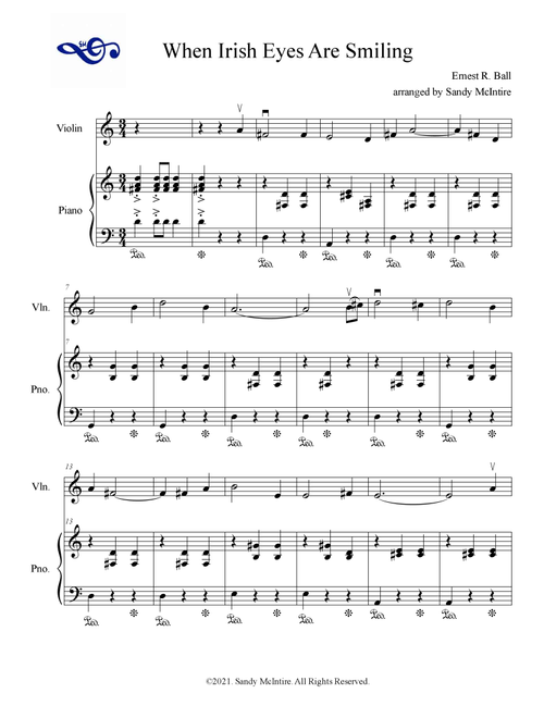 When Irish Eyes Are Smiling (Arr. Sandy McIntire) - Ernest R Ball (Violin and Piano)