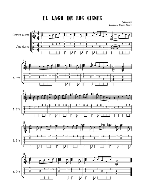 El lago de los cisnes (Swan Lake) (Arr. Tonito Gómez) - Chaikovski (Guitar Tab)