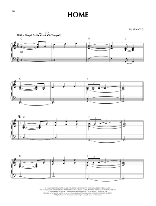 Home (arr. Larry Moore) - Kenny G (Piano Solo)
