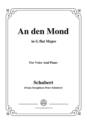 An den Mond Schubert Sheet Music for Piano, Vocals (Piano-Voice