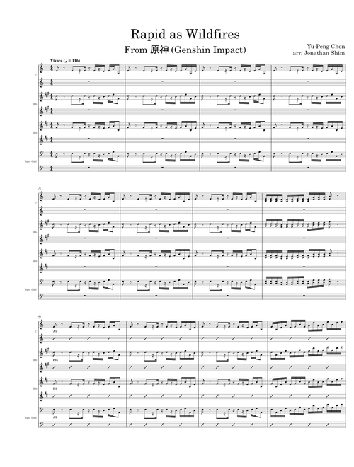 Rapid as Wildfires Leadsheet - Genshin Impact