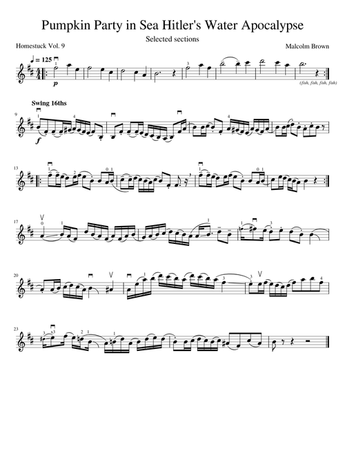 Pumpkin Party in Sea Hitler's Water Apocalypse (Excerpts for Violin)