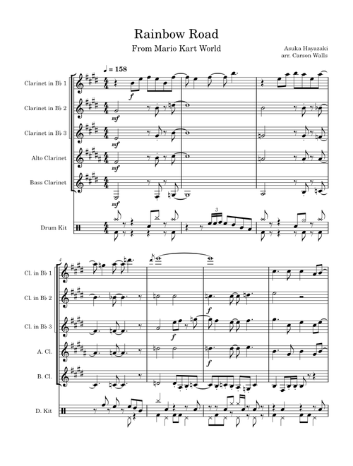 Mario Kart World Rainbow Road for Clarinet Choir