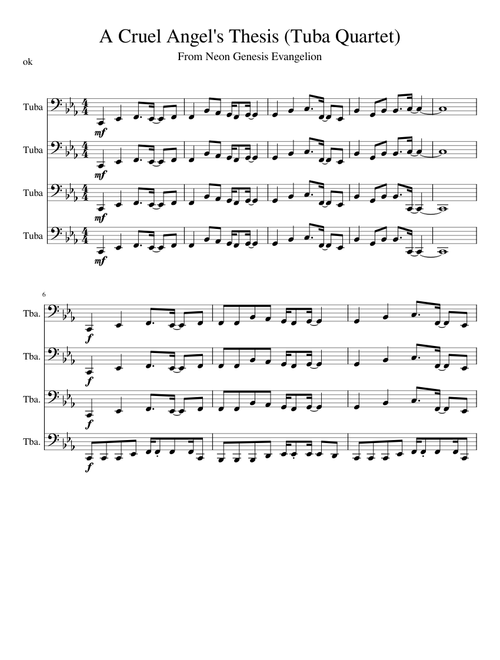 A Cruel Angel's Thesis (Tuba Quartet)