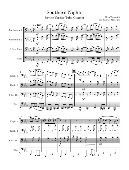 Southern Nights (Tuba Euphonium Quartet)